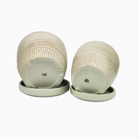 Set Of 2 Vintage Style Tea Green Terracotta Planting Pots - Picture 4 of 5